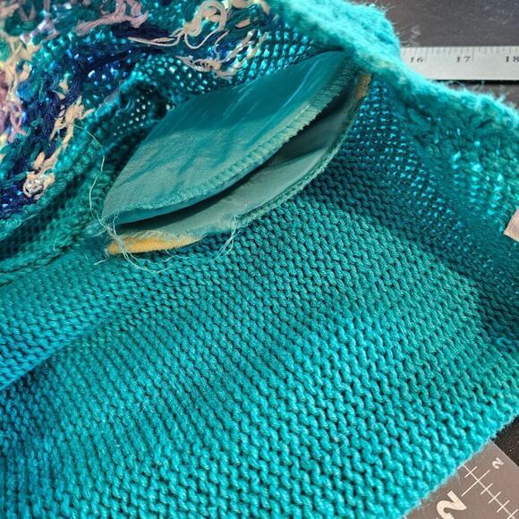 Vintage Diversity Cardigan Womens Large Petite Blue Floral Embroidered 90s Knit - Picture 10 of 10